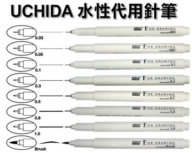 萬事捷 UCHIDA 4600 耐水性代用針筆, 1個, 0.3mm