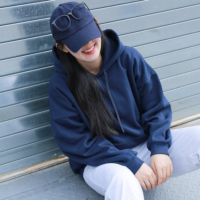 라이프롬 여성 캡내장 기모 오버핏 후드티 홈웨어 노브라 티안나 후드티