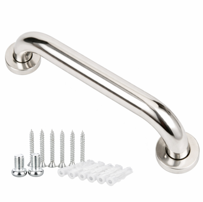 스테인리스 욕실 안전바 화장실 손잡이 미끄럼방지 벽부형 보조손잡이, 실버, 1개