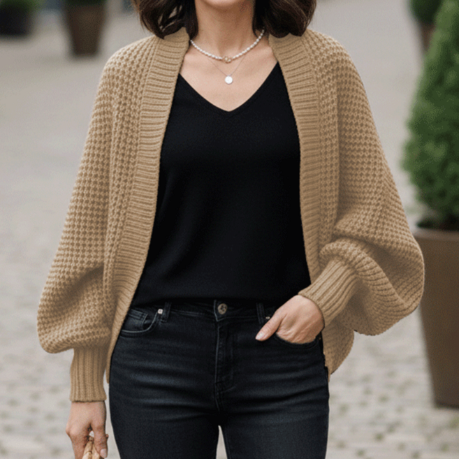 플라카 여성 루즈핏 오픈 하찌 니트 숄 볼레로 가디건