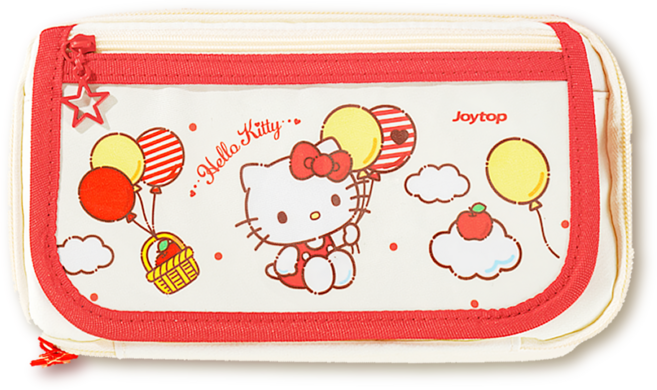 리리월드 산리오 정품 키티 대용량 파우치 필통, 1개, 레드 키티