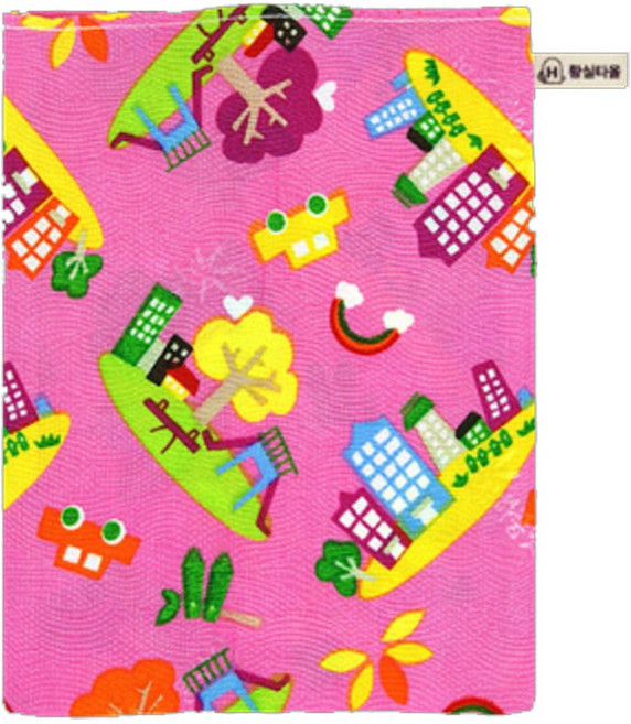 황실 사각 인견 때타올, 마을놀이터-핑크, 1개, 1개입