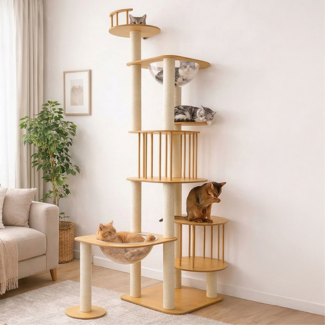 페밀리아 가볍고 튼튼한 MDF 캣타워 (캐슬), 1개