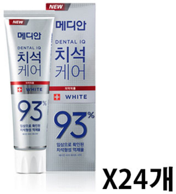 메디안 덴탈 IQ 치석케어 치약 화이트 120g 9개, 24개