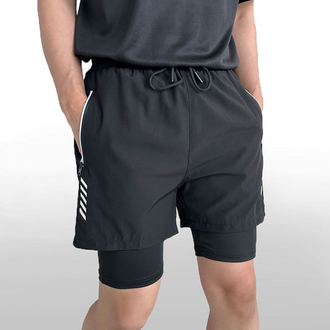 남자 투인원 일체형 숏 레깅스 반바지