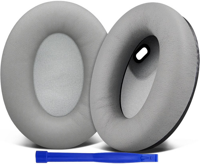 SOULWIT 교체용 이어패드-호환 모델 소니 Sony WH-1000XM4 (WH1000XM4) 헤드폰 소음 차단 폼 두께 추가 1쌍, Grey, Lambskin, 1개