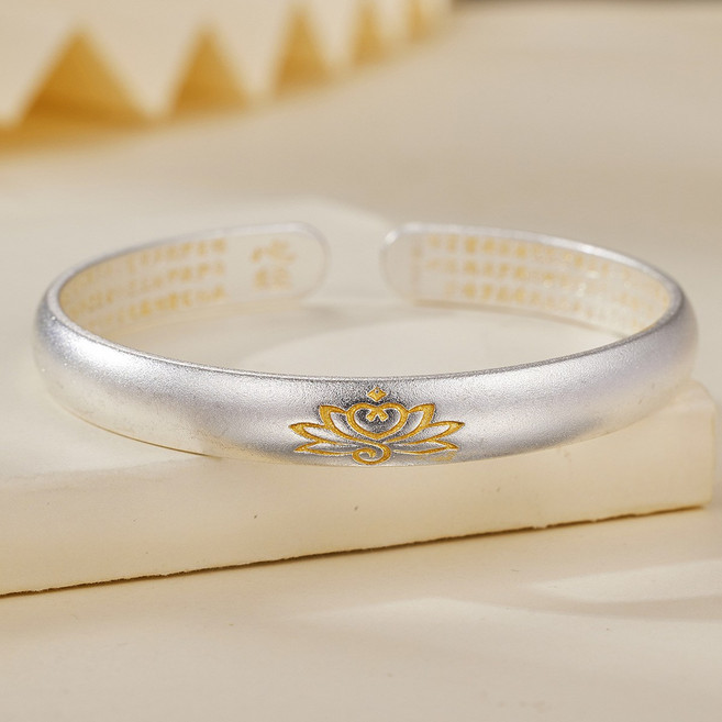 FANSYLI 소원성취 반야심경 불교 팔찌 여성용 소원성취 재물 금전운 연꽃 팔찌 Rt2604A06