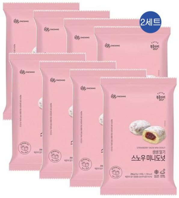 대상 복음자리 딸기듬뿍 스노우 미니잼도넛 딸기, 16개, 32g