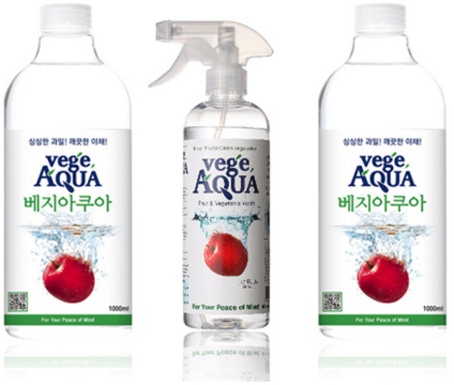 베지아쿠아 과일 야채 세정제 본품 475ml (1개)+리필용 1000ml (2개), 1세트