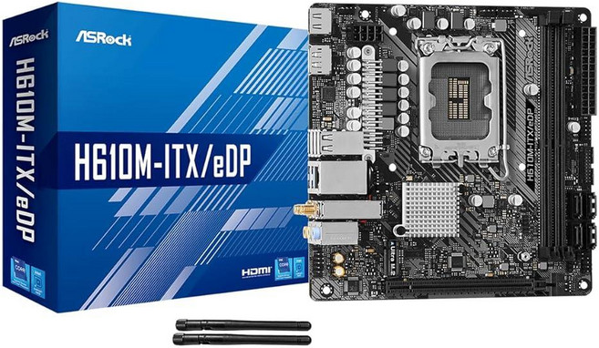 ASRock H610M-ITX/eDP Mini-ITX 마더보드 인텔 14세대/13세대/12세대 코어 프로세서(LGA1700) DDR4 PCIe 4.0 eDP HDMI