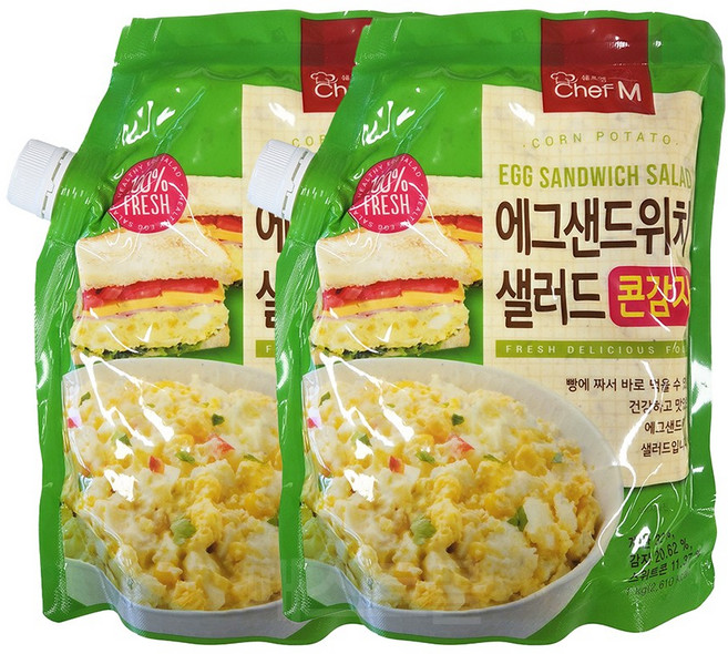 쉐프엠 에그샌드위치 샐러드 콘감자, 1kg, 2개