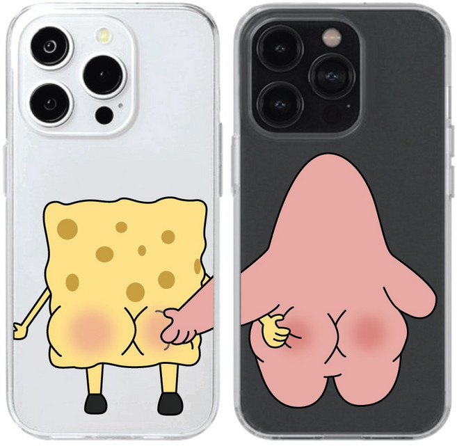 귀여운궁댕이 스펀지밥 뚱이 투명젤리케이스 커플케이스 TPU케이스