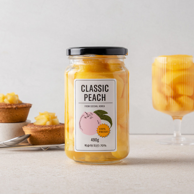 클래식농원 복숭아 병조림 황도, 1개, 490g