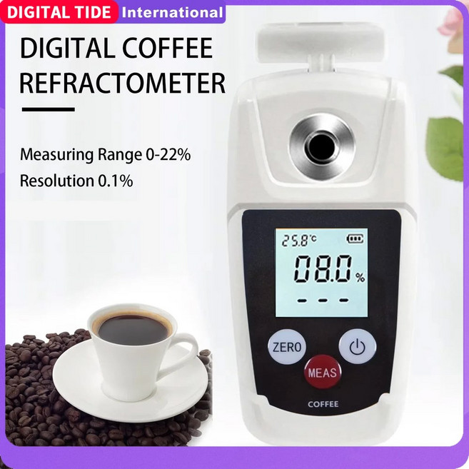 0-22% 디지털 커피 TDS 굴절계 포켓 테스터 농도 농도계 측정 도구, 0-22