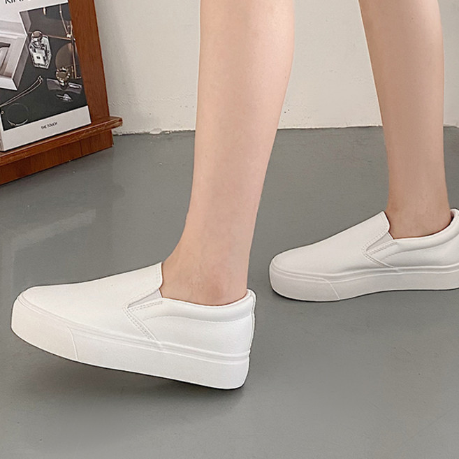 베이직 통굽 가죽 슬립온 3cm