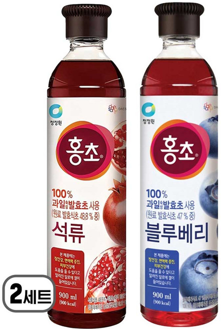 청정원 홍초 석류 + 블루베리, 2세트, 1.8L