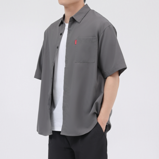 Blosun 남자반팔티 남자빅사이즈 남방 오버핏 반팔 카라 베이직 오버핏셔츠 여름