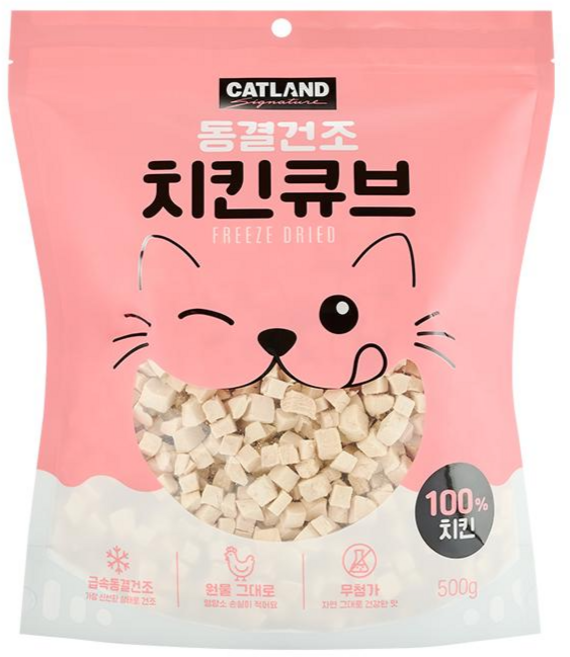 캣랜드 시그니처 반려동물 동결건조 트릿 간식, 1개, 500g, 치킨 큐브