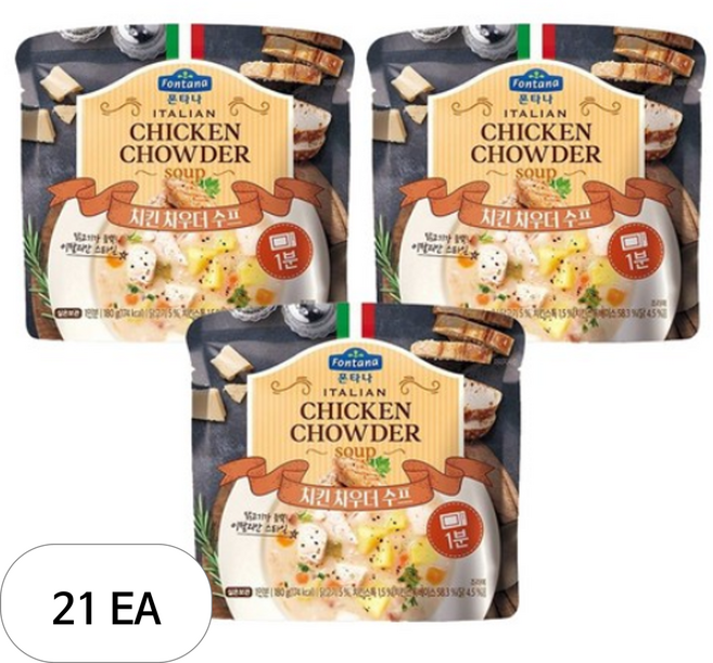 폰타나 이탈리안 치킨 차우더 크림 수프, 180g, 21개