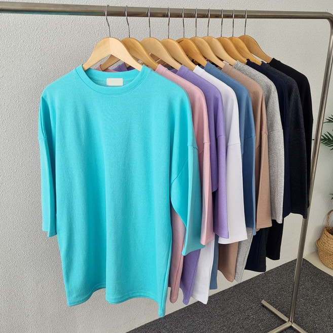 남자7부티셔츠 면 칠부티 오버핏 L~5XL 빅사이즈까지