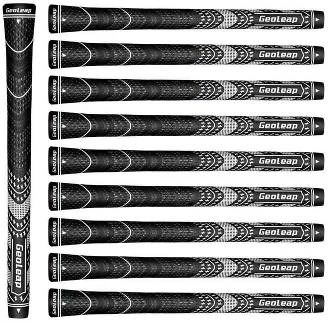Geoleap골프 그립 - 부드러운 골프 클럽 그립의 세트는 테이퍼 디자인을 줄이고 올웨더 퍼포먼스., 블랙, 10개