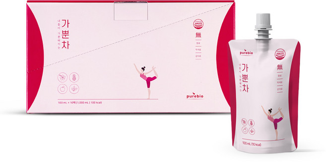 퓨어바이오 가뿐차 카페인 없는 히비스커스 음료, 10개, 100ml