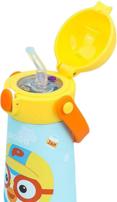 PicknGO 릴팡 뽀로로 더보틀 원터치 어깨끈이중스텐 빨대물통 PG0131, 1개, 460ml