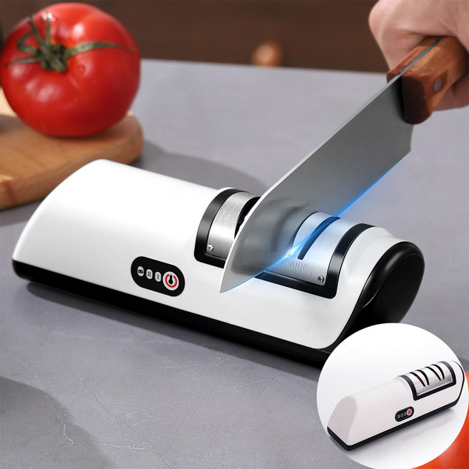 전동 칼갈이 자동 칼가는기계 USB 충전 가정용 2단 조절 숫돌, 블랙, 1개