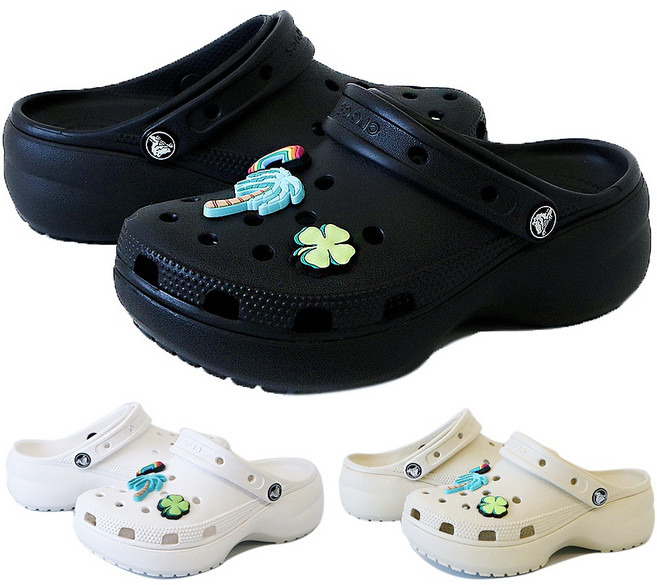 CROCS 정품 크록스 여성 클래식 플랫폼 클로그 206750 레츄 악세사리
