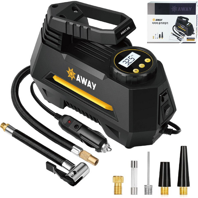 어웨이 타이어 공기주입기, 1개, 블랙