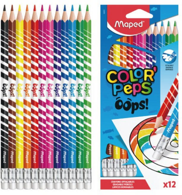 Maped 可擦除彩色鉛筆 12色, 1個