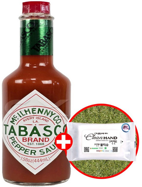 타바스코 페퍼 핫소스 444mL x1개 + 클린핸즈물티슈10매
