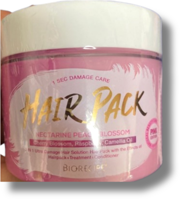 바이오레시피 1초 데미지 케어 헤어팩 핑크마블 단백질 트리트먼트 넥타린피치, 3개
