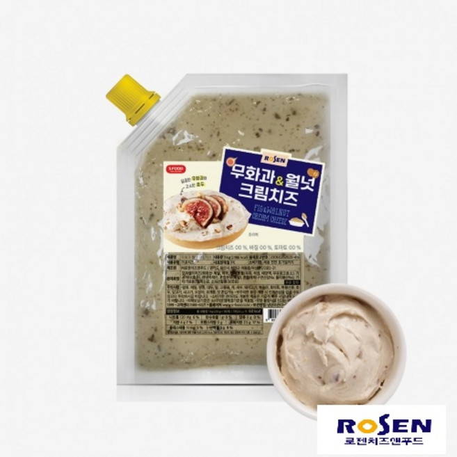 로젠치즈 무화과 월넛 크림치즈 1kg 브런치 베이글 홈카페 프리미엄 디저트, 2개