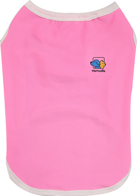 유스도그 시그니처 여름 쿨매쉬 망사 민소매 쿨링나시 티셔츠 강아지옷, 핑크, 1개