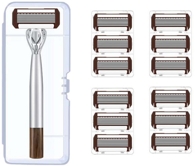 코코유 수동면도기 8중날면도기 남자면도용품 JYS-55, 12개, Silver, JTX-08