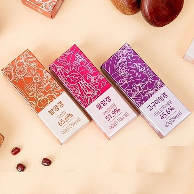 밤뜨래 맛있는 영양 간식 명품 양갱 혼합 60개입 세트-팥 20개 고구마 20개 밤 20개, 1개