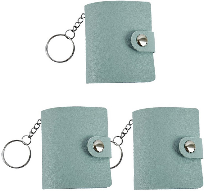 가죽 증사 바인더 3개 증명사진 보관 띠부씰 콜렉트북 미니 앨범 키링, 10매, 민트