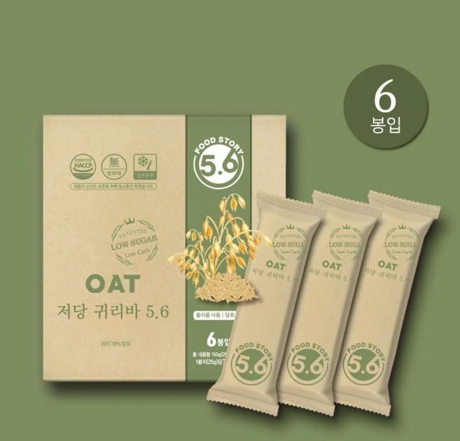 저당 귀리바 25g x 6봉 150g 저칼로리 영양바, 6개
