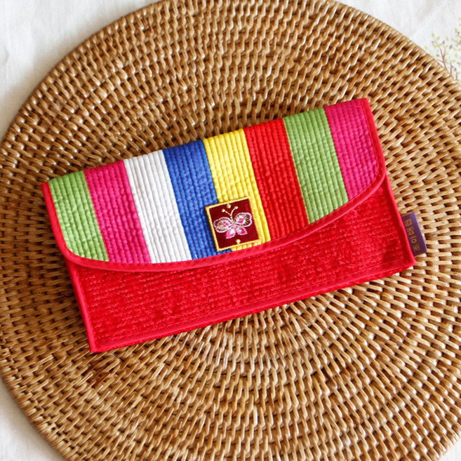 색동 비단 누빔 장지갑