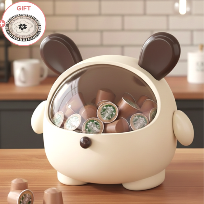 AEJY 다용도 수납 캡슐 커피 보관함, 1개, 크림블랙