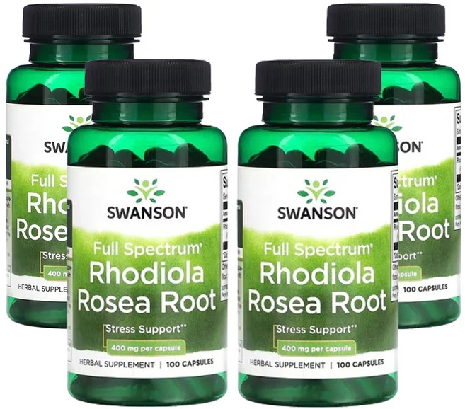 스완슨 풀 스펙트럼 로디올라 로제아 뿌리 400 mg 100 캡슐, 4개, 100정 - 쿠팡