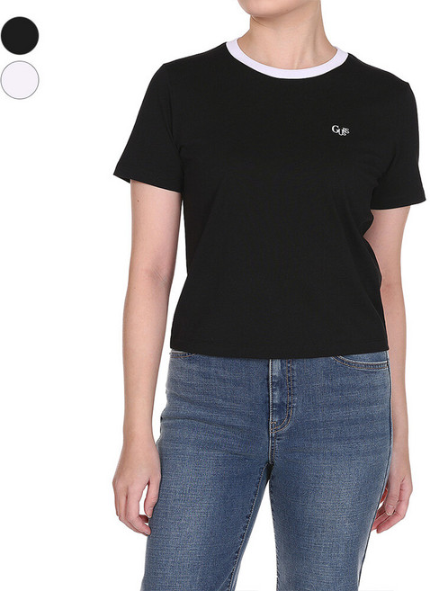 게스 여성 스몰로고 크롭 반팔티 RP2K04C5