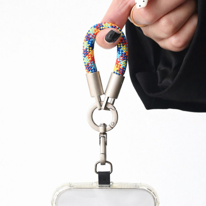 허니코코 미니 로프 핸드폰 스트랩 키링( 전기종 호환 가능), 1개, 02 레인보우