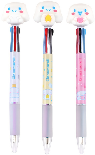 산리오 시나모롤 피규어 3색 볼펜 3종 세트 0.7mm, 혼합색상, 1세트