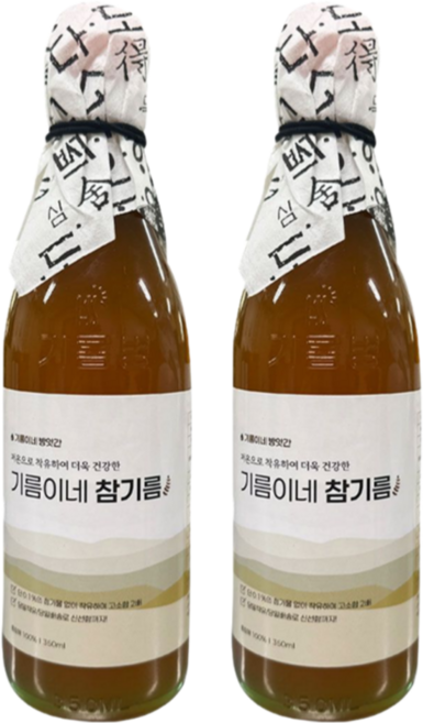 기름이네 방앗간 전통압착 참기름, 2개, 350ml