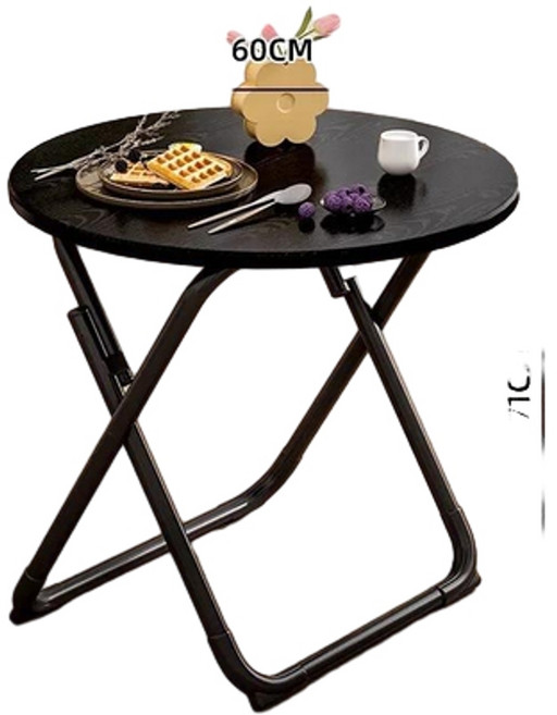 摺疊圓桌 白色 60*60*71CM, 整桌 60圓黑色