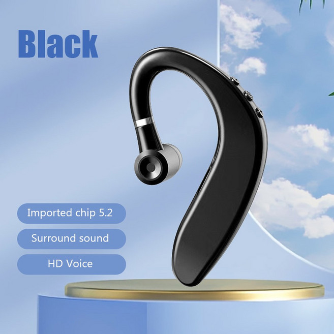 골전도보청기 노인보청기 소리증폭기 S109 단일 귀 착용 비즈니스 운전 스포츠용 무선 블루투스 헤드셋 HIFI 주변 소음 차단 헤드폰, [02] Black, 1개