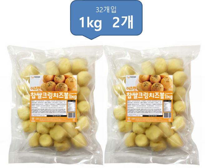 이츠펀 찹쌀 크림치즈볼 1kg 2개묶음, 2개