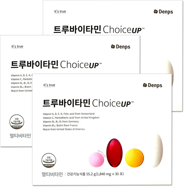 덴프스 트루바이타민 Choice UP 초이스업 1840mg X 30포 3박스, 1.84g, 90개 - 쿠팡